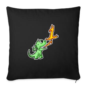 1 an - Inscription à l’école - Motif Dragon - Numéro 1 - Housse de coussin décorative 45 x 45 cm - noir - Devant