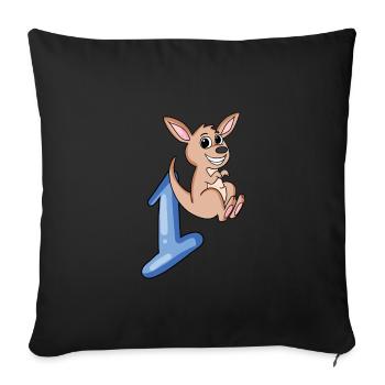 1 an - Inscription à l’école - Motif kangourou - Numéro 1 - Housse de coussin décorative 45 x 45 cm - noir - Devant