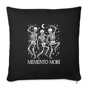 Memento Mori Latin Stoïcien Citation Squelettes Dansants - Housse de coussin décorative 45 x 45 cm - noir - Devant