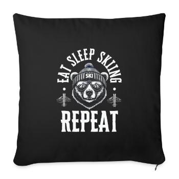 Eat Sleep Skiing Repeat Bear Winter Skiing - Sofa pillowcase 17,3'' x 17,3'' (45 x 45 cm) - black - Front