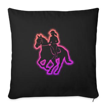 Pferd reiten Reiterin Frauen Kinder Mädchen Pferde - Sofakissenbezug 45 x 45 cm - Schwarz - Vorne