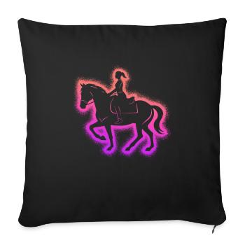 Pferd reiten Reiterin Reiter Frauen Mädchen Pferde - Sofakissenbezug 45 x 45 cm - Schwarz - Vorne