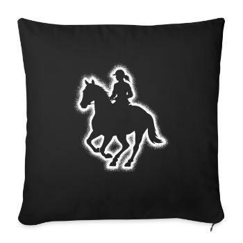 Pferd reiten Reiterin Kinder Mädchen Frauen Pferde - Sofakissenbezug 45 x 45 cm - Schwarz - Vorne
