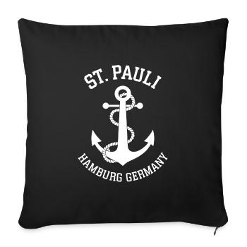 St. Pauli Hamburg Anker Reeperbahn - Sofakissenbezug 45 x 45 cm - Schwarz - Vorne