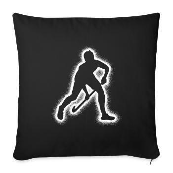 Hockeyspieler Hockey Jungen Herren Feldhockey - Sofakissenbezug 45 x 45 cm - Schwarz - Vorne