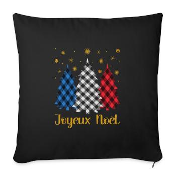 Joyeux Noël French Flag Color Merry Christmas Tree - Sofa pillowcase 17,3'' x 17,3'' (45 x 45 cm) - black - Front