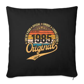 Rétro Vintage né en 1985 Millésime 1985 - Housse de coussin décorative 45 x 45 cm - noir - Devant