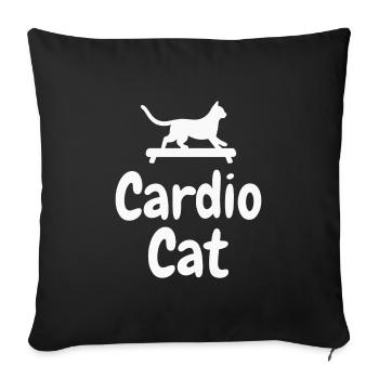 « Cardio Cat » - Chat sportif - Housse de coussin décorative 45 x 45 cm - noir - Devant