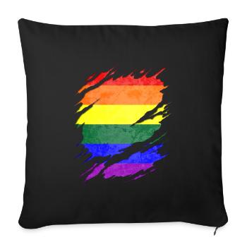 LGBTQ Pride Flag Ripped Reveal - Sofa pillowcase 17,3'' x 17,3'' (45 x 45 cm) - black - Front