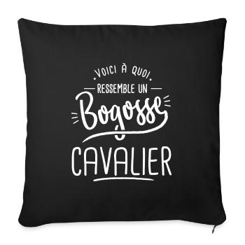bogosse cavalier humour homme cheval équitation - Housse de coussin décorative 45 x 45 cm - noir - Devant