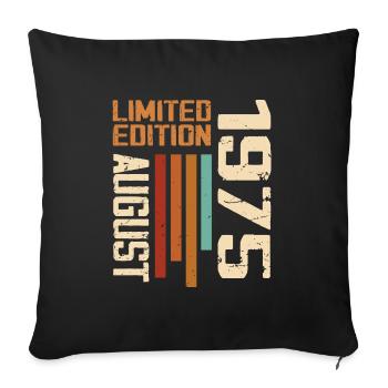 Aout 1975 Cadeau Anniversaire Août 1975 August - Housse de coussin décorative 45 x 45 cm - noir - Devant