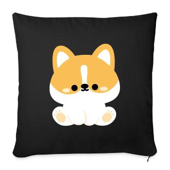 Chien corgi mignon - Housse de coussin décorative 45 x 45 cm - noir - Devant