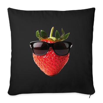 Lunettes de soleil fraise Cool - Housse de coussin décorative 45 x 45 cm - noir - Devant