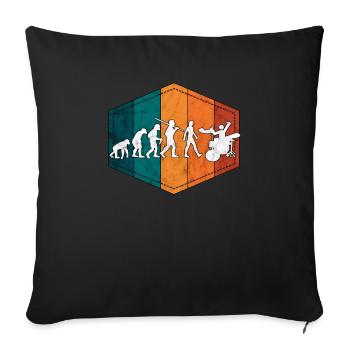 Batterie évolution batteur rétro - Housse de coussin décorative 45 x 45 cm - noir - Devant