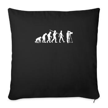 Kameramann Evolution Kamerafrau - Sofakissenbezug 45 x 45 cm - Schwarz - Vorne