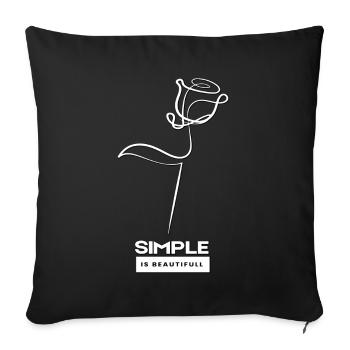Simple Is Beautiful avec une rose blanche - Housse de coussin décorative 45 x 45 cm - noir - Devant