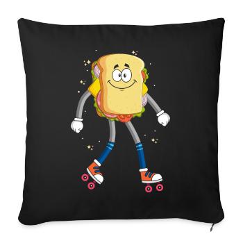 Rollerskaten Rollerskater Skaten Sandwich Bread - Sofa pillowcase 17,3'' x 17,3'' (45 x 45 cm) - black - Front