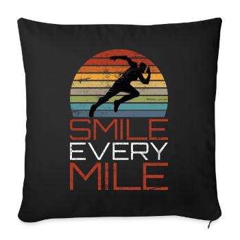 Smile Every Mile Runner Jogger - Sofa pillowcase 17,3'' x 17,3'' (45 x 45 cm) - black - Front