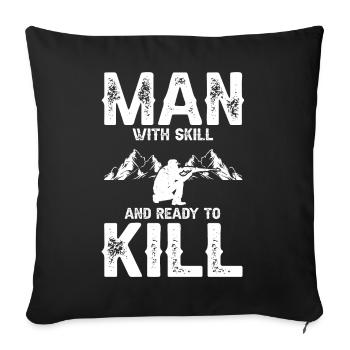 Conception de chasseur de coyote pour la chasse au coyote - Housse de coussin décorative 45 x 45 cm - noir - Devant