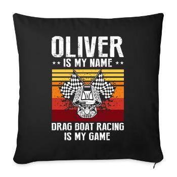 Conception de bateaux de course pour les courses de dragsters - Housse de coussin décorative 45 x 45 cm - noir - Devant