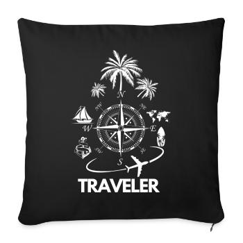 TRAVELER - Sofa pillowcase 17,3'' x 17,3'' (45 x 45 cm) - black - Front