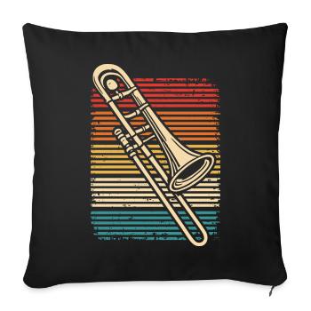 Trombone Player Retro Trombone Trombonist - Sofa pillowcase 17,3'' x 17,3'' (45 x 45 cm) - black - Front