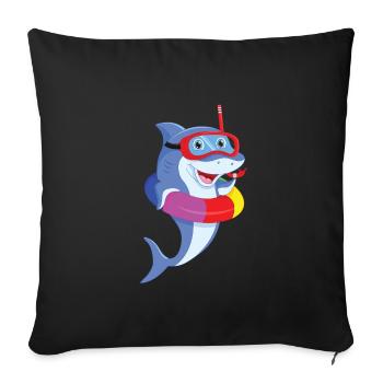 Shark Diving - Sofa pillowcase 17,3'' x 17,3'' (45 x 45 cm) - black - Front