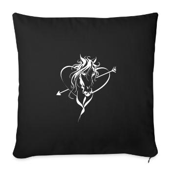 Beautiful horse graphics with heart for riders and horses - Sofa pillowcase 17,3'' x 17,3'' (45 x 45 cm) - black - Front