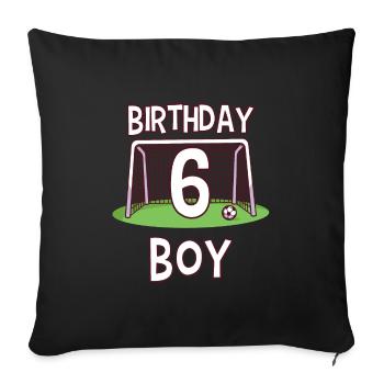 6 ans et joueur de football - garçon d'anniversaire - Housse de coussin décorative 45 x 45 cm - noir - Devant