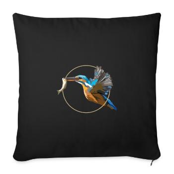Kingfisher | Gift for bird lovers - Sofa pillowcase 17,3'' x 17,3'' (45 x 45 cm) - black - Front