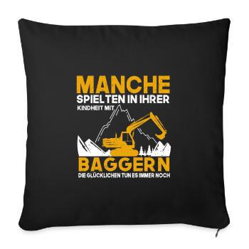 Bagger Kindheit Baggerfahrer - Sofakissenbezug 45 x 45 cm - Schwarz - Vorne