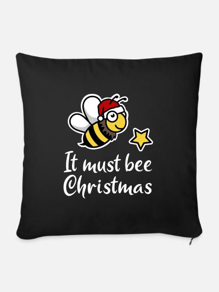 Weihnachten Biene must bee Christmas Geschenk - Sofakissenbezug 45 x 45 cm - Schwarz