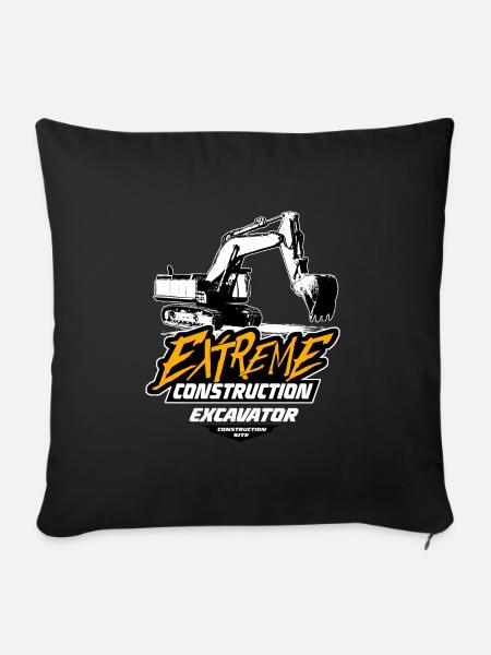 Raupenbagger - Bagger - Kettenbagger - Sofakissenbezug 45 x 45 cm - Schwarz