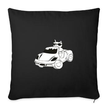 Cat in the car / gift / gift idea - Sofa pillowcase 17,3'' x 17,3'' (45 x 45 cm) - black - Front