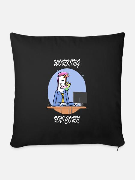 Workaholic Einhorn - Sofakissenbezug 45 x 45 cm - Schwarz