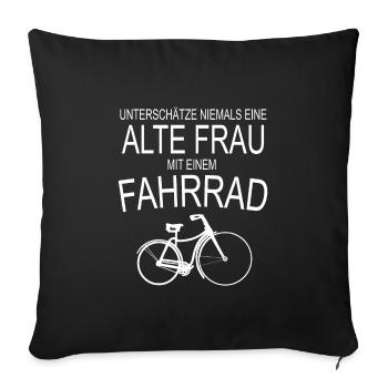 Old Woman - Bicycle - Sofa pillowcase 17,3'' x 17,3'' (45 x 45 cm) - black - Front