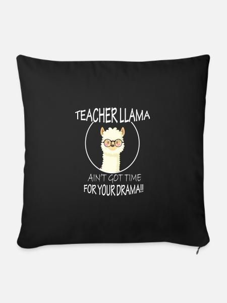llama teacher - Sofakissenbezug 45 x 45 cm - Schwarz