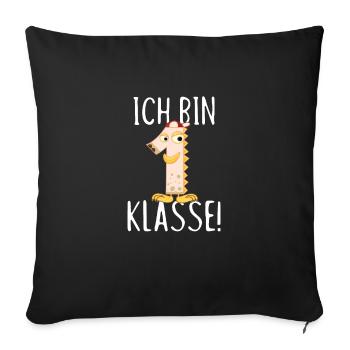 I am first grade - school enrollment, first grader - Sofa pillowcase 17,3'' x 17,3'' (45 x 45 cm) - black - Front