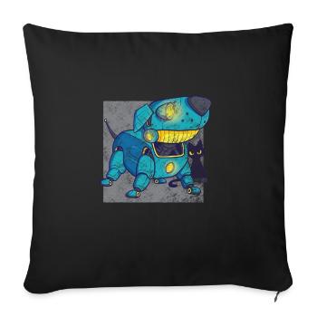 Retro robot dog - Sofa pillowcase 17,3'' x 17,3'' (45 x 45 cm) - black - Front