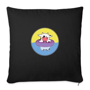 Petite vache avec anneau de sauvetage - Housse de coussin décorative 45 x 45 cm - noir - Devant