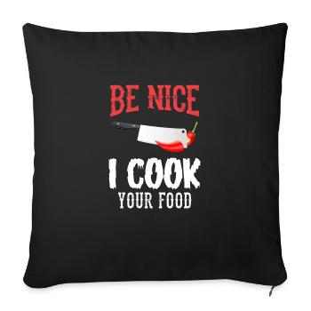Je cuisine vos plats - cuisine, cuisine, fouet - Housse de coussin décorative 45 x 45 cm - noir - Devant