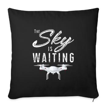Le ciel attend - drone, quadricoptère, vol - Housse de coussin décorative 45 x 45 cm - noir - Devant