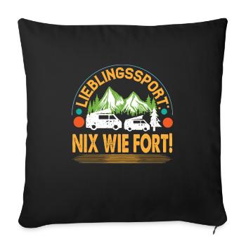 Sport préféré Nothing like fort - camping-car - Housse de coussin décorative 45 x 45 cm - noir - Devant