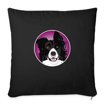 Chien Border Collie cool - Housse de coussin décorative 45 x 45 cm - noir - Devant
