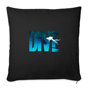Dive - diving, divers, snorkeling - Sofa pillowcase 17,3'' x 17,3'' (45 x 45 cm) - black - Front
