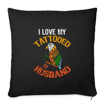 J'aime mon tatoué mari - Housse de coussin décorative 45 x 45 cm - noir - Devant