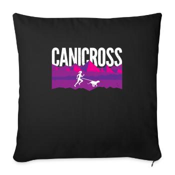 Canicross run with dog - Sofa pillowcase 17,3'' x 17,3'' (45 x 45 cm) - black - Front