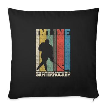 Patineur en ligne hockey hockey sur glace sport - Housse de coussin décorative 45 x 45 cm - noir - Devant