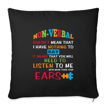 Non Verbal Spectrum Autistic Puzzle - Sofa pillowcase 17,3'' x 17,3'' (45 x 45 cm) - black - Front