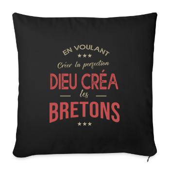 BRETON cadeau humour homme breton fierté bretagne - Housse de coussin décorative 45 x 45 cm - noir - Devant